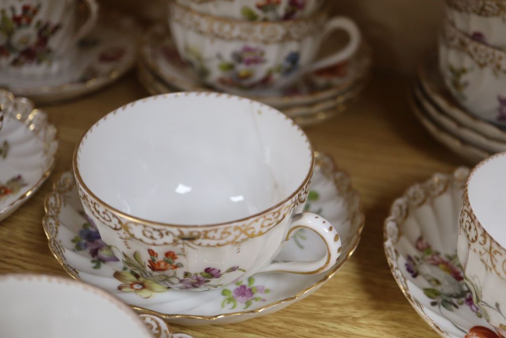 A Dresden porcelain part tea and coffee service